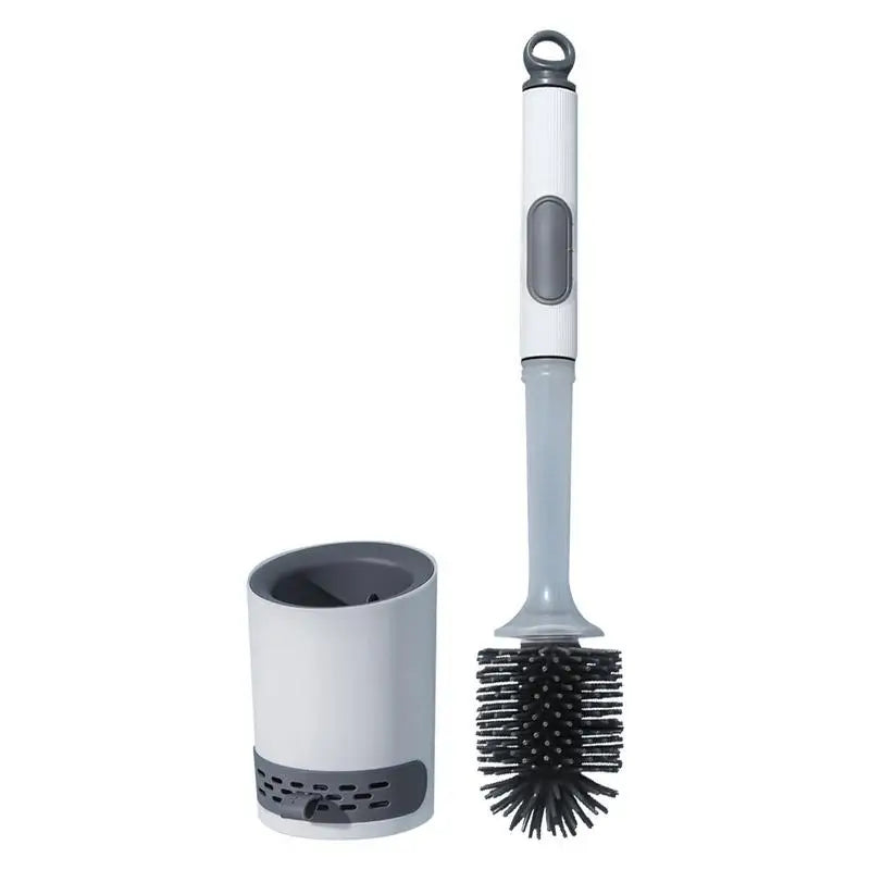 Silicone Toilet Brush with Gel Dispenser – Wall-Mounted, No-Slip Long Handle for Bathroom Cleaning