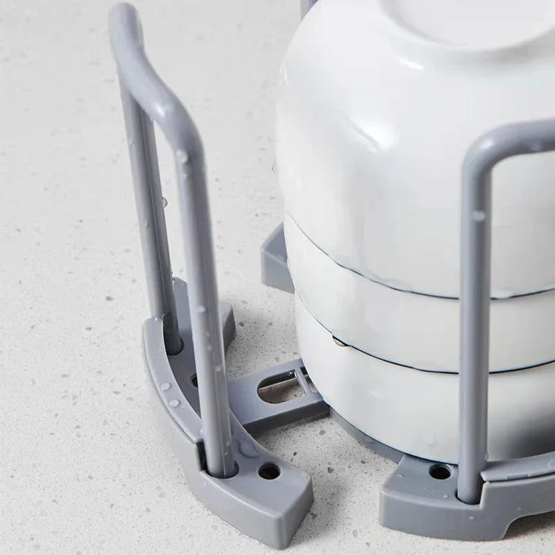 Retractable Desktop Bowl Holder - Plastic Kitchen Organizer for Dishes, Plates, and Cups