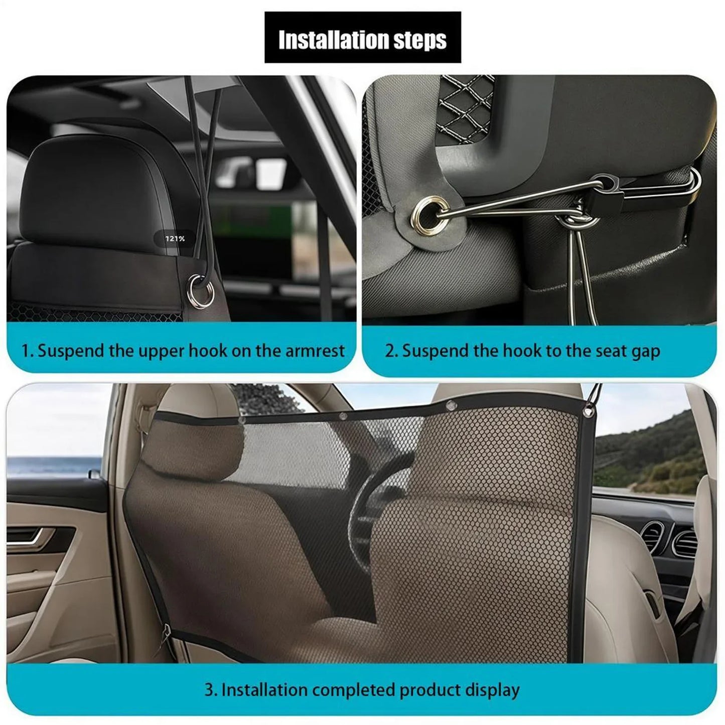 Pet Car Safety Barrier Net – Backseat Dog & Child Restraint Divider for Secure Vehicle Travel Protection