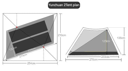 ASTA GEAR Yun Chuan 15D Nylon Ultralight Tent – Double-Sided Silicon-Coated, Rodless Pyramid Design for Camping & Hiking