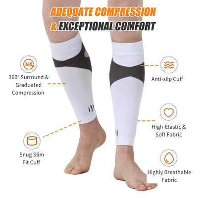 Compression Calf Sleeves for Men & Women – Footless Leg Support Socks for Running, Shin Splints & Pain Relief