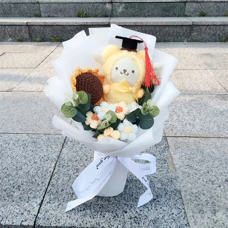 Sanrio Plush Sunflower Bouquet — Hello Kitty, Kuromi, My Melody & Cinnamoroll Gift