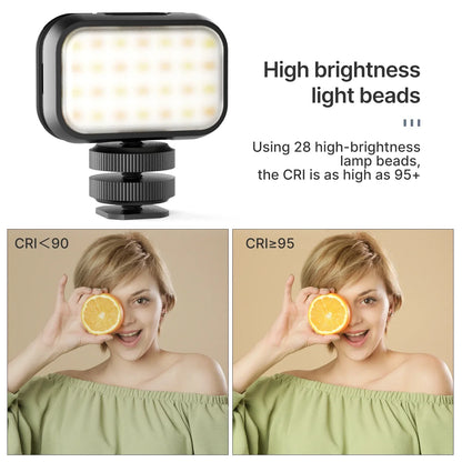 Ulanzi VL28 6500K Mini LED Video Light — Rechargeable On-Camera Light for GoPro 10/9/8 & iPhone 13/12/11