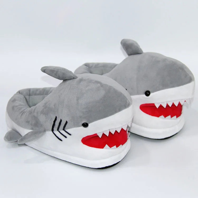 Winter Dinosaur Cotton Slippers for Women — Cartoon T-Rex Plush Velvet Home Slippers, Warm & Non-Slip Floor Shoes