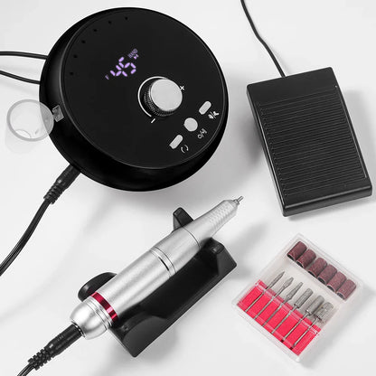 Professional 45000RPM Electric Nail Drill Machine – Manicure Sander for Gel & Cuticle Removal, White/Pink/Purple