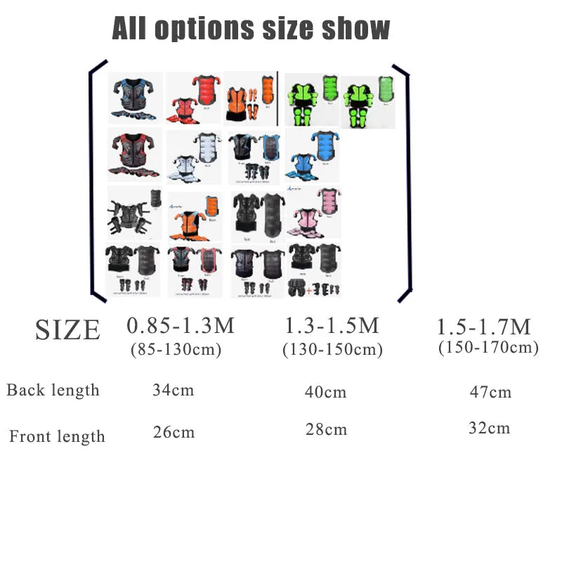 Kids Motocross Body Armor Vest – Chest, Spine & Knee Protection Gear for Boys & Girls (Height 0.85–1.7m)