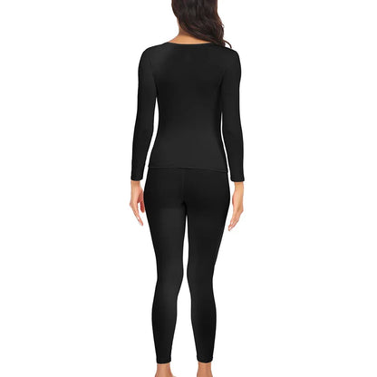 Women's Thermal Underwear Set - Fleece-Lined Long Johns Base Layer Top and Bottom, 2 Piece Set