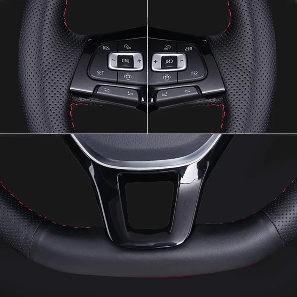 Car Steering Wheel Cover - Artificial Leather with Red Marker for Volkswagen VW Passat B5 (1996-2005), Golf 4 (1998-2004), Seat Alhambra