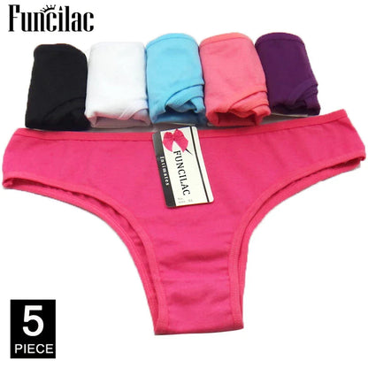 5-Pcs Women’s Cotton Panties Set – Sexy Bikini Briefs for Girls & Ladies, Free Shipping