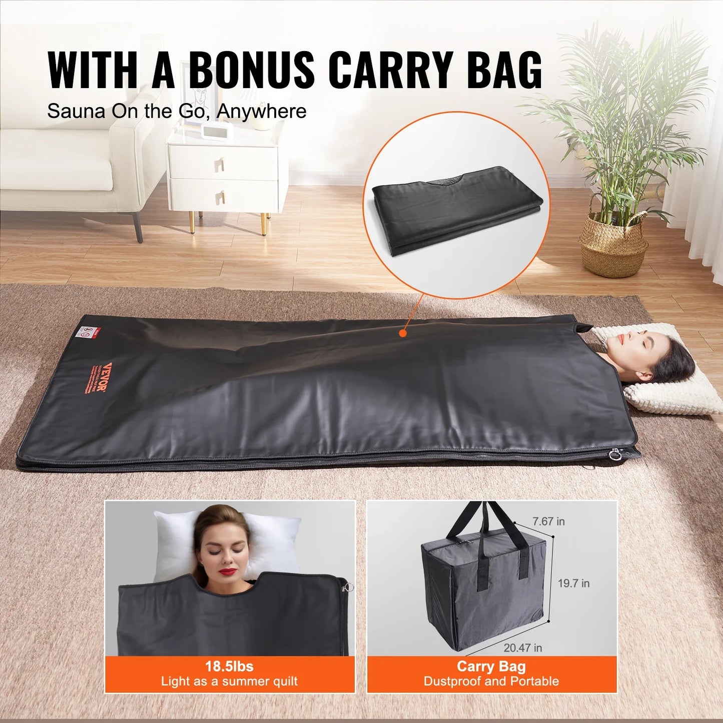 VEVOR Sauna Blanket for Detoxification – Portable Far Infrared Sauna, Adjustable Temperature & Timer for Home Relaxation