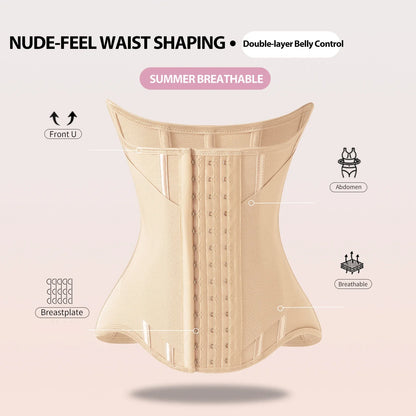MiiOW U-Shaped Waist Trainer Corset – Women’s Buttoned Shapewear with Steel Bones for Breast Lift, Slimming & Breathable Comfort