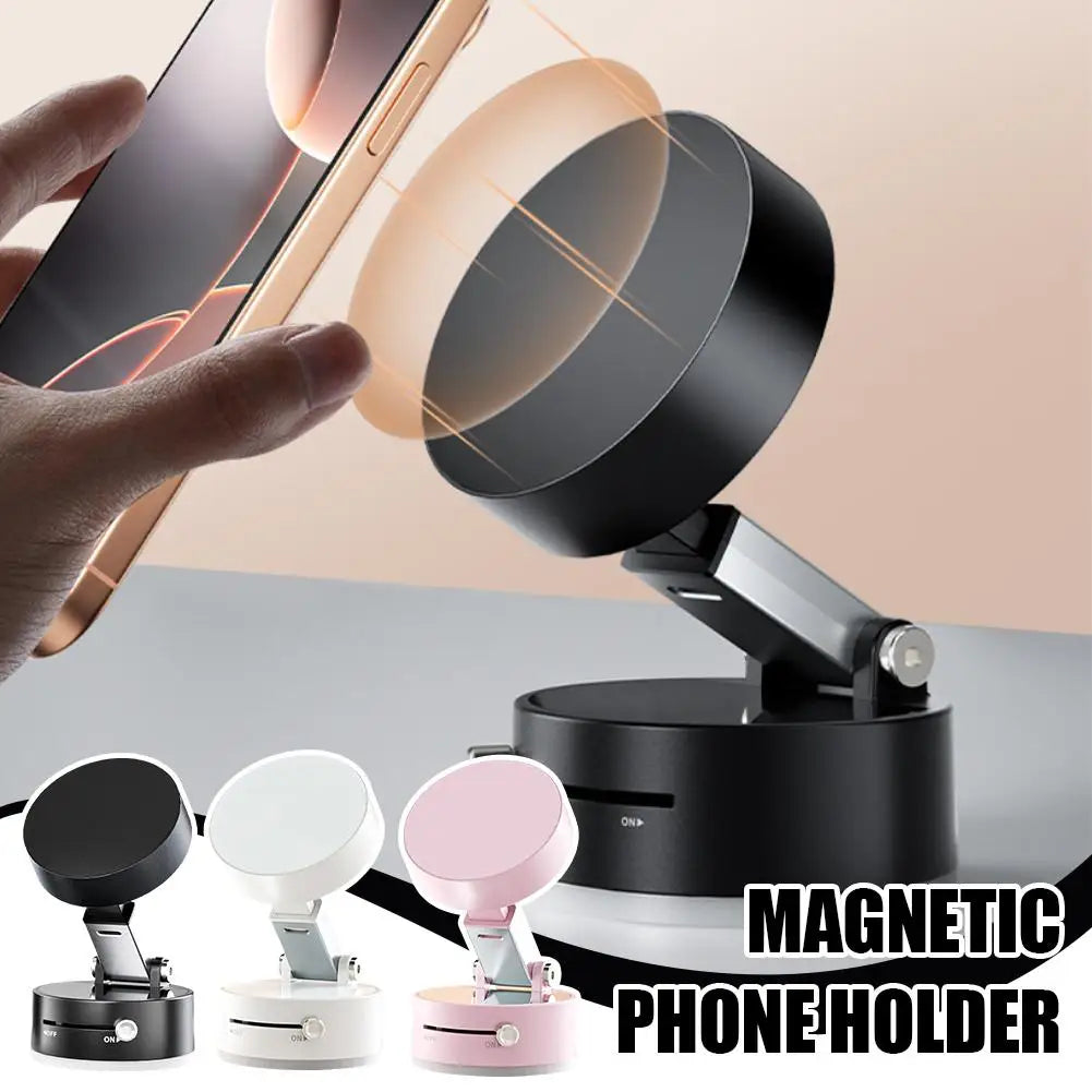 Vacuum Magnetic Suction Cup Stand | Double-Sided Swivel Holder for Mobile Phones | Universal Folding Phone Mount