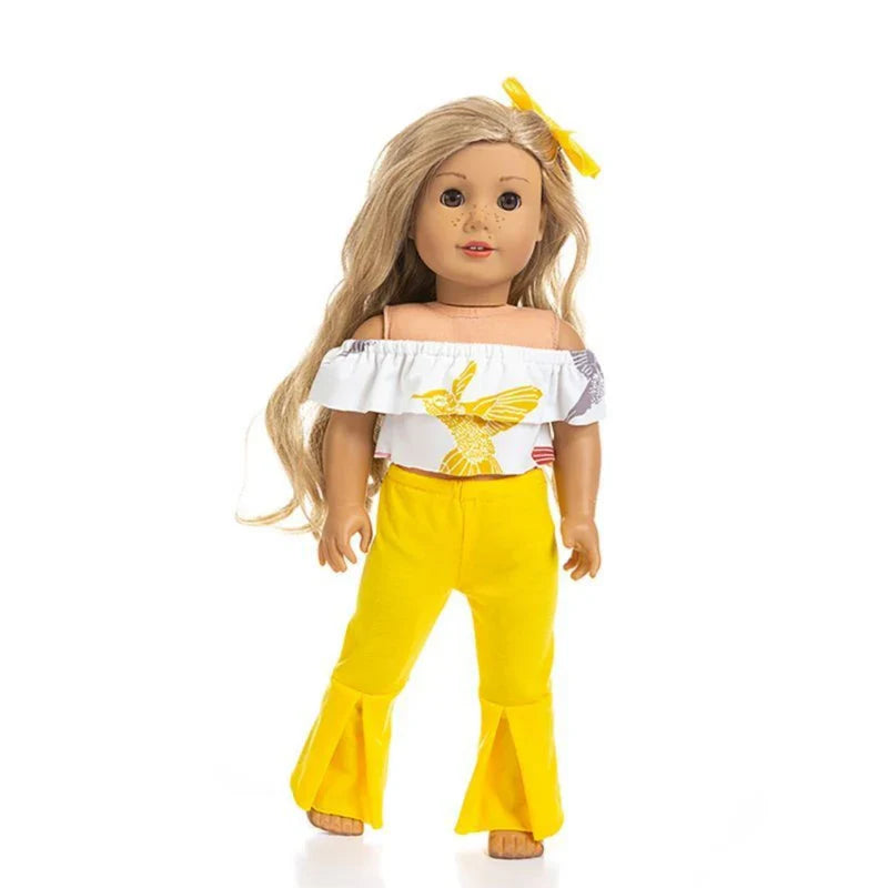 18-Inch Doll Clothes for American Girl Dolls — Bell-Bottoms & T-Shirt Set, Pretend Play Outfit, Gift for Girls