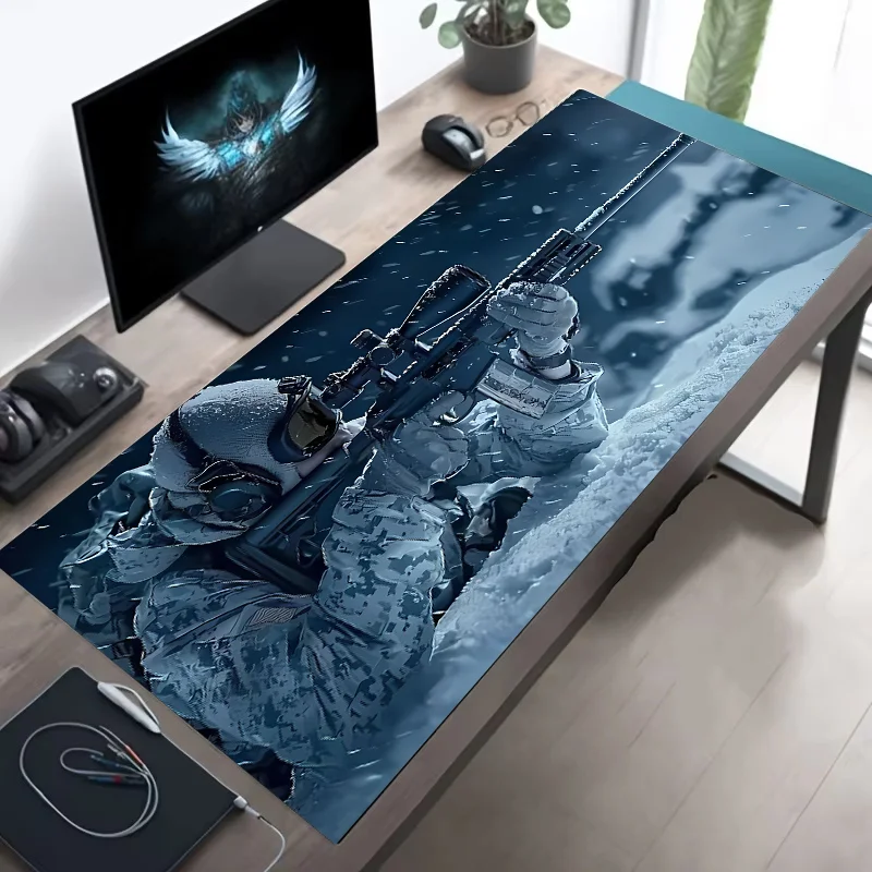 XXL Tactical Soldier Mouse Pad — Large Non-Slip Gaming Desk Pad with Stitched Edges