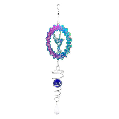 Tree of Life Wind Spinner with Gradient Spiral Tail – Hanging Garden Decor with Gazing Ball & Wind Chime Effect
