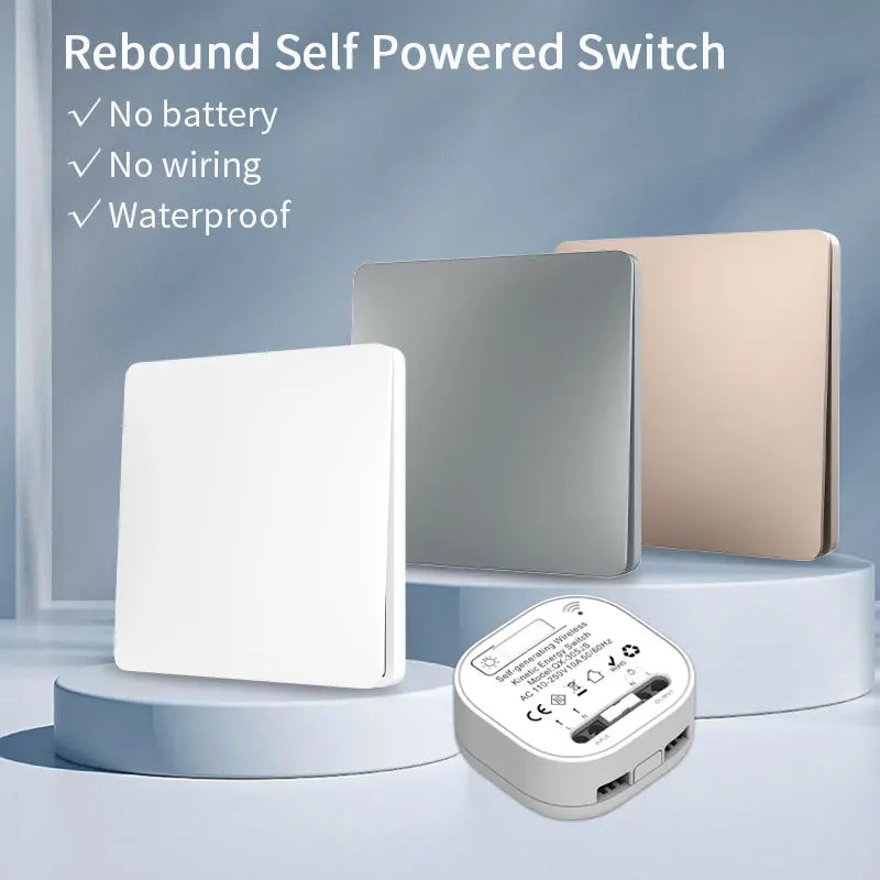 RF433 Frameless Large Panel Self-Powered Wireless Switch – Battery-Free Waterproof Outdoor Kinetic Light Control