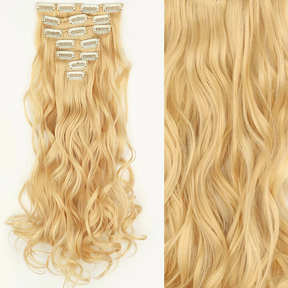 Women’s 7Pcs Hair Extensions with 16 Clips – Natural Black Straight Ombre Hairpiece
