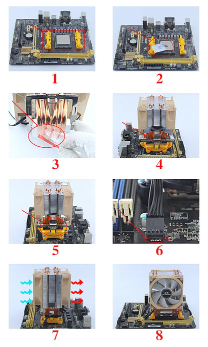 CPU Cooling Fan with Air-Cooled Radiator – Compatible with LGA2011, 115x, 1200, 1700 & AMD