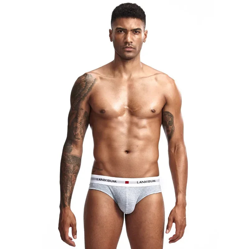 3PCS Men’s Pure Cotton Low Waist Briefs – Breathable Elastic Sexy Loose Fit Underwear for Summer Comfort Wear