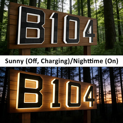 Solar House Number Light - Modern LED Address Sign with Light Sensor for Outdoor Use