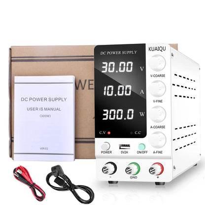 KUAIQU Adjustable DC Power Supply – Lab Bench 30V 10A, 60V 5A, 120V 3A with Preset Current & USB Interface