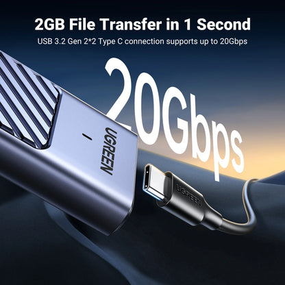 UGREEN M.2 SSD Enclosure – 20Gbps USB 3.2 Gen2 Type-C Adapter for NVMe & SATA SSD (M & B+M Key)