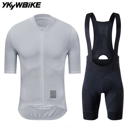 YKYWBIKE Cycling Jersey & Bib Shorts Set — Classic MTB Bike Clothing with Reflective Details