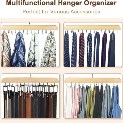 Wooden Belt and Scarf Rack Organizer – Wardrobe Hanger for Belts, Ties, and Accessories, Men’s and Women’s Clothing Storage   2/2