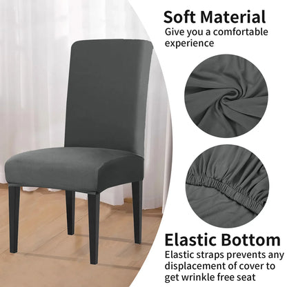 4Pc High Stretch Dining Chair Covers – Elastic Non-Slip Slipcovers, Removable Seat Protectors for Living Room, Kitchen & Wedding