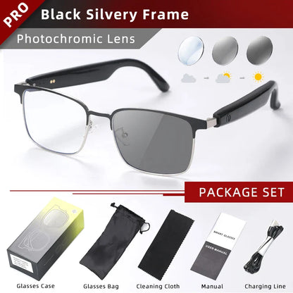 CLLOIO Wireless Bluetooth Smart Glasses – Photochromic Sunglasses with Anti-Blue Ray Reading Lenses & Myopia Prescription Support for Men & Women