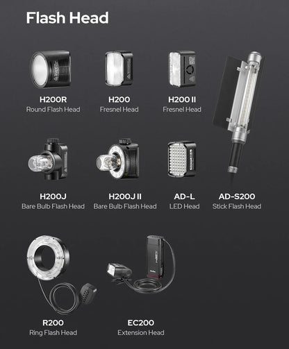 Godox AD200Pro II TTL Wireless Camera Pocket Flash – 2.4G, Compatible with X1T for Nikon, Canon, Sony, Fuji, Olympus