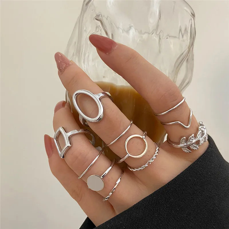 Women’s Silver Crystal Ring Set – Cubic Zirconia Moon, Arrow, Flower & Heart Wedding Fashion Jewelry