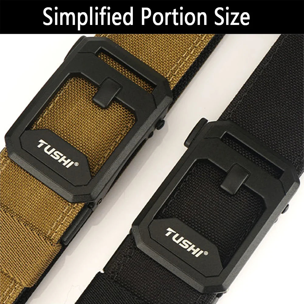 TUSHI Men's Military Tactical Belt – Heavy-Duty Sturdy Nylon with Automatic Buckle for Outdoor & Casual Wear