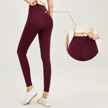Naked Feel Butt-Lifting Yoga Leggings for Women – High Waist Sports Tights with Hidden Waist Pockets, Gym Fitness Wear