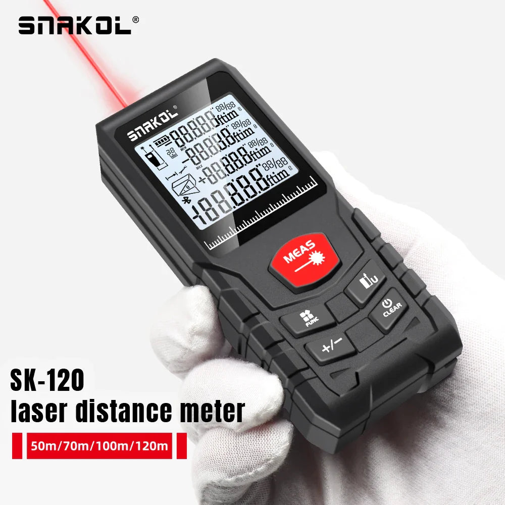 Snakol Laser Tape Measure – 50M/70M/100M/120M Digital Rangefinder for Professional Use, Laser Distance Meter Ruler
