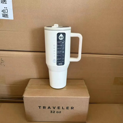 HydroJug 32oz/40oz Traveler Tumbler — Stainless Steel Vacuum Insulated Car Mug with Straw Lid & Double Wall Thermal Iced Design