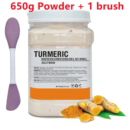 650g Chamomile & Hyaluronic Acid Facial Mask Powder – Moisturizing Rose Jelly Skin Care Mask with Silicone Brush for Elasticity Boost