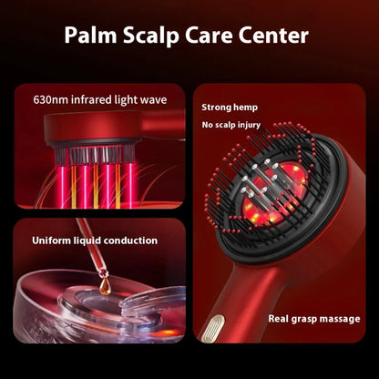 Electric Vibration Massage Comb – Red Light Therapy Scalp Brush with Hair Growth Massage & Anti Hair Loss Oil Applicator