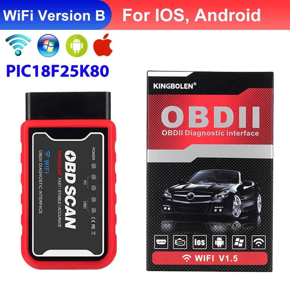 ELM327 V1.5 OBD2 Scanner - Bluetooth & WiFi Car Code Reader Diagnostic Tool for iPhone Android