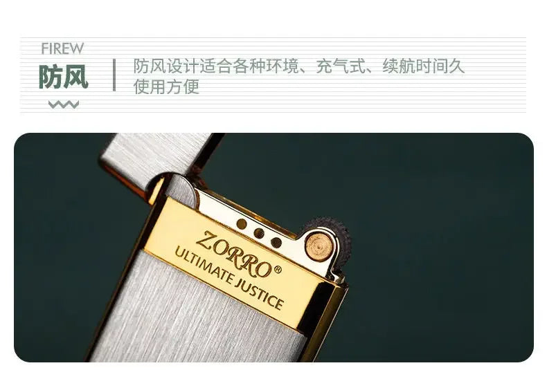 Zorro 636 Ultra-Thin Metal Butane Lighter – Inflatable Grinding Wheel Design, Smoking Accessory & Men’s Holiday Gift