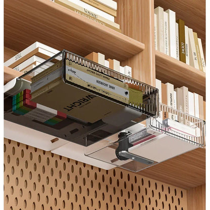 Invisible Pull-Out Storage Box — Large Capacity Hanging Under-Desk Drawer Organizer for Table & Workspace