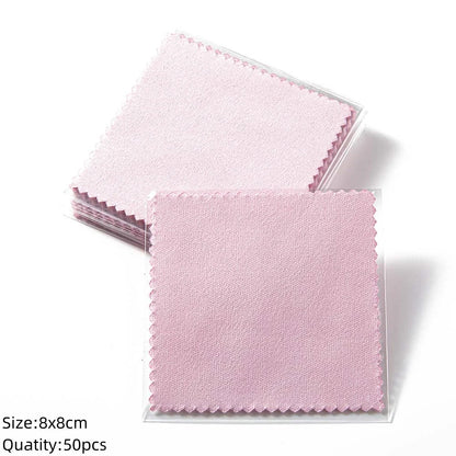 50pcs 8x8cm Silver Polish Cloths – Individually Wrapped Soft Cleaning Wipes for Jewelry & Tools
