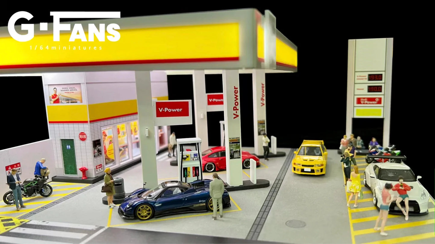 GFans 1:64 Scale Diorama Car Garage Model – LED Lighted Parking Lot DIY City Set for Collection & Display Gifts