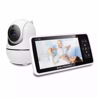 5 Inch Video Baby Monitor with Camera & Audio – 4X Zoom, 1000ft Range, 2-Way Talk, Temperature Sensor & Lullabies, Long Battery Life