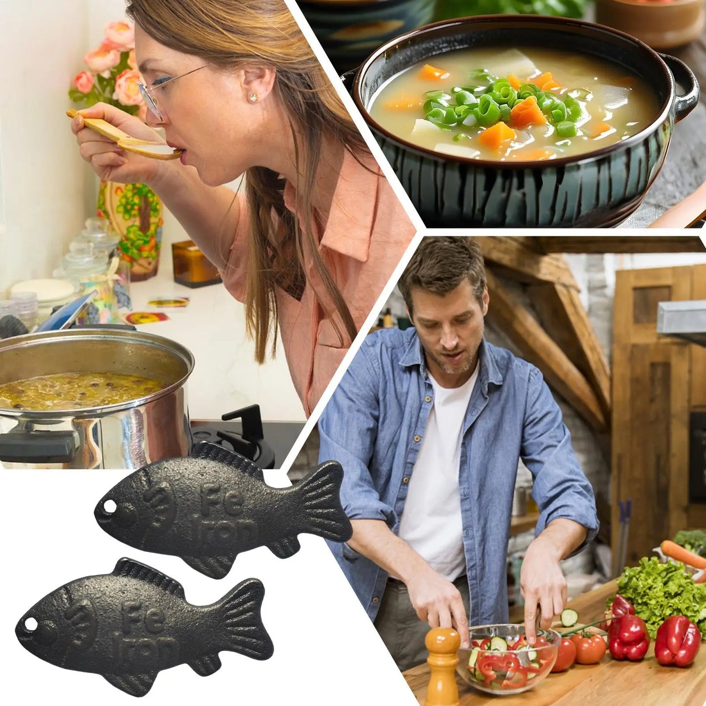 2pcs Iron Fish Cooking Accessory - Natural Iron Supplement Alternative for Iron-Enriched Meals and Kitchen Use