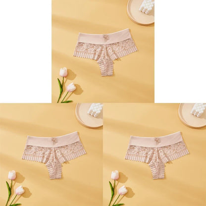 Women's Lace Panties 3PCS - Sexy Bow Detail, Breathable Comfortable Briefs S-XL