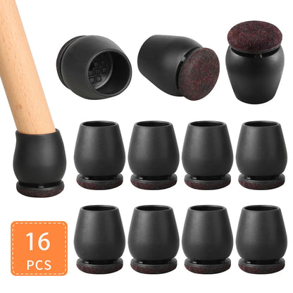 16PCS Silicone Chair Leg Pads — Non-Slip Felt Furniture Floor Protectors for Noise Reduction & Scratch Prevention