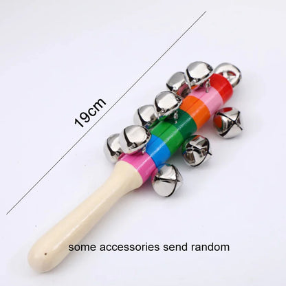 Colorful Rainbow Handheld Bell Stick – Wooden Musical Toy for Adults & Kids, KTV Party Game Gift