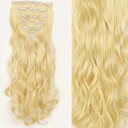 Women’s 7Pcs Hair Extensions with 16 Clips – Natural Black Straight Ombre Hairpiece