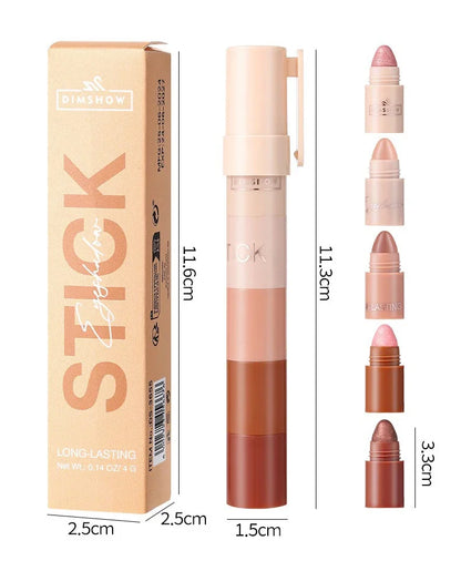 5-in-1 Eyeshadow Pencil Kit – Velvet Matte, Pigment, Shimmer & Highlight Makeup Combination in Pink & Brown Mini Eye Shadow Pen